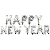 PartyCorp Silver Happy New Year Alphabet Foil Balloon Bannner Decoration for New Year Party, 1 Piece